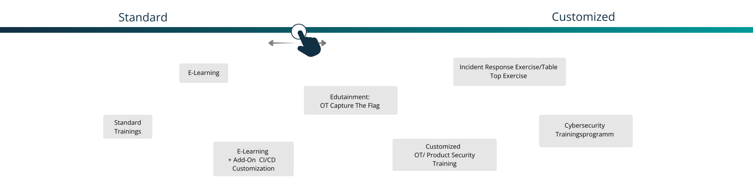 es können standardisierte Services sein, wie Standard Trainings oder auch sehr individuell angepasste Services wie die durchführung einer angepassten Table Top Übung