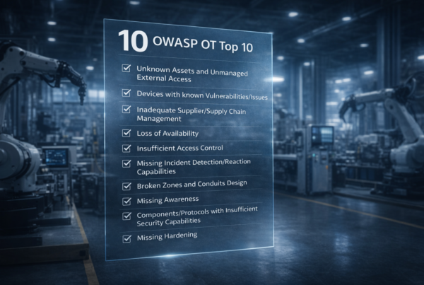 Industrial environment with the OWASP OT Top10 in the foreground